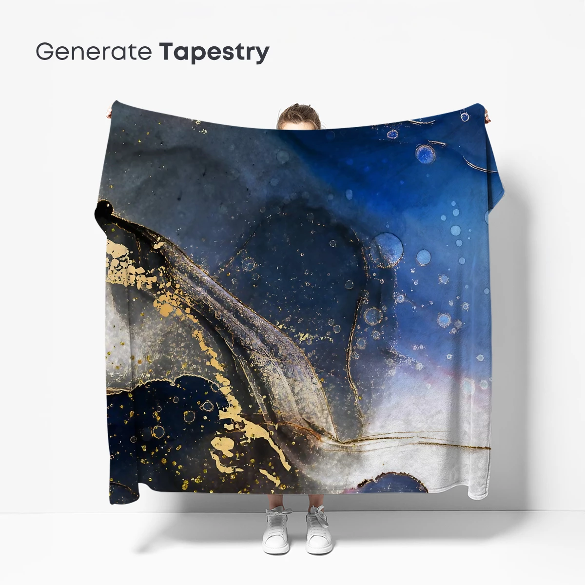 Ethereal Blue Abyss: Golden Whispers in Cosmic Depths - Image 5