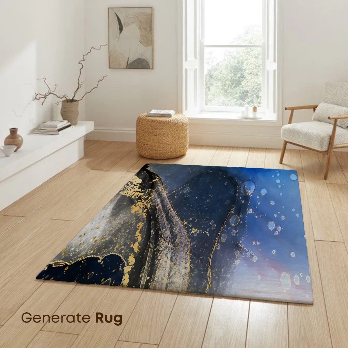 Ethereal Blue Abyss: Golden Whispers in Cosmic Depths - Image 6