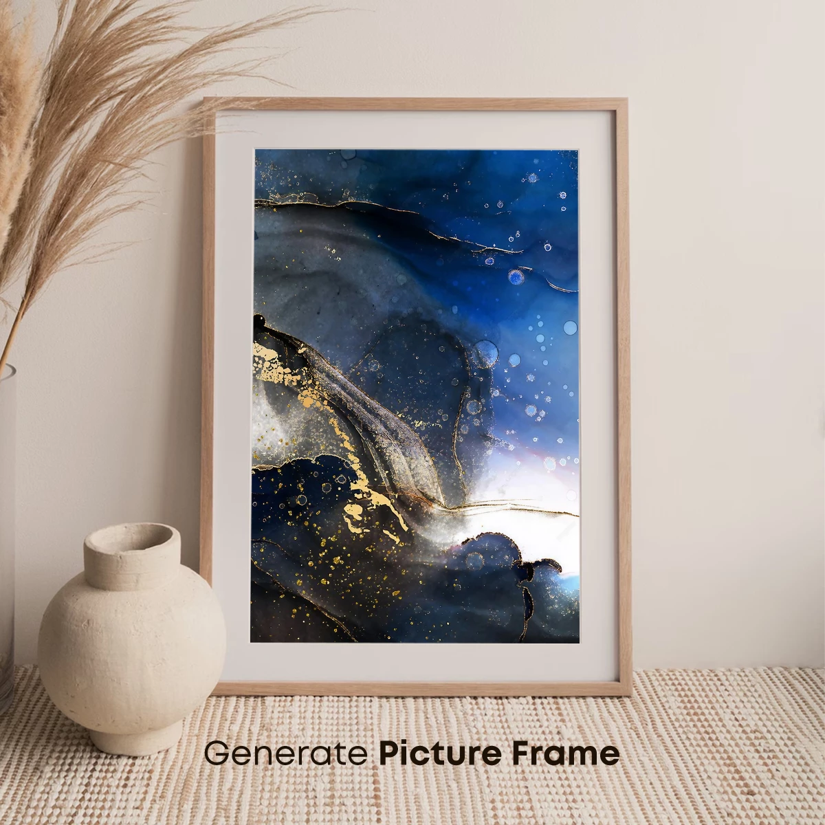 Ethereal Blue Abyss: Golden Whispers in Cosmic Depths - Image 7