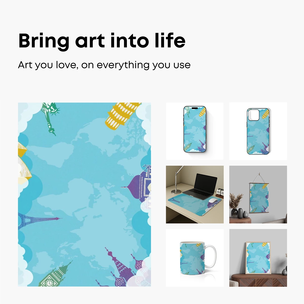 Global Icons in the Sky: A Whimsical World Map - Image 2