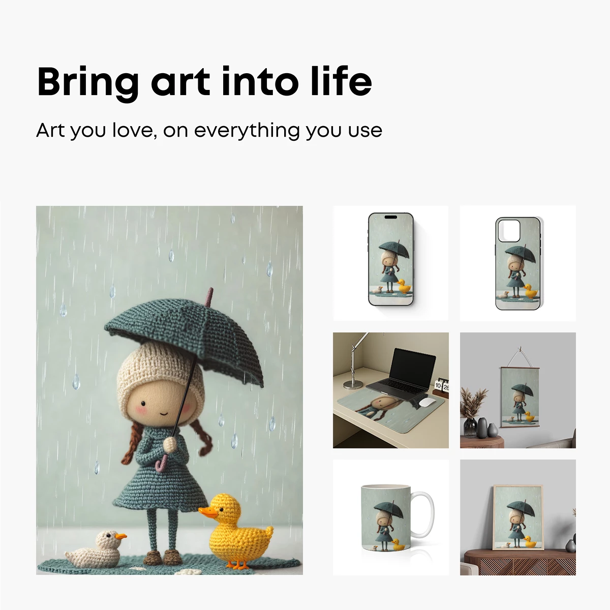 Crochet Rainy Day: Knitted Girl with Ducklings - Image 2