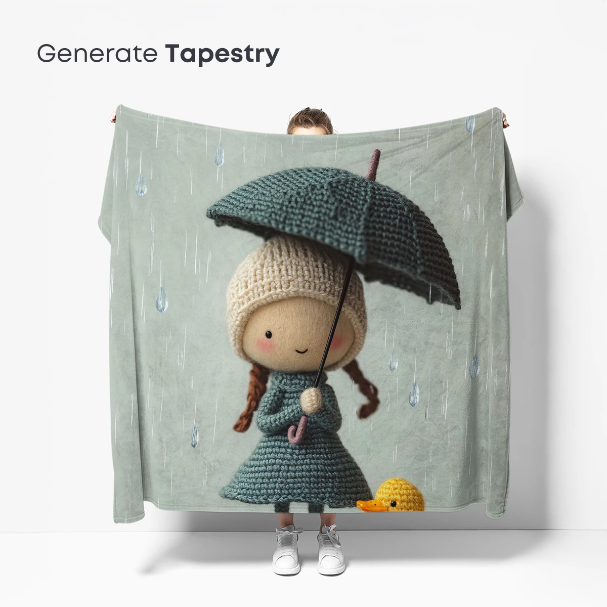 Crochet Rainy Day: Knitted Girl with Ducklings - Image 5