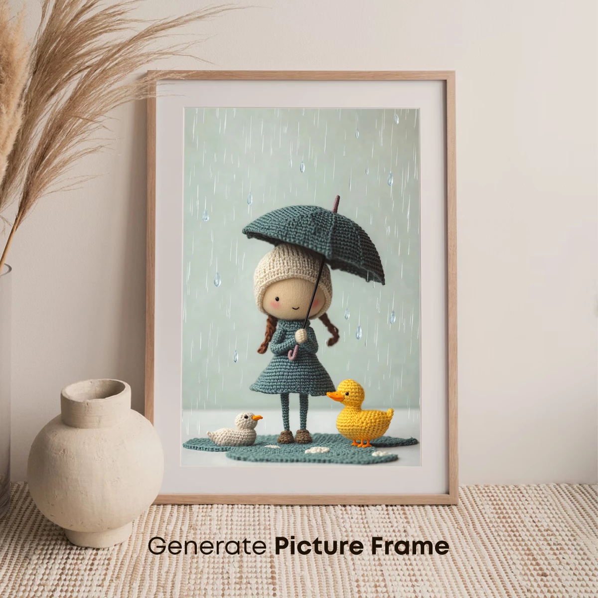 Crochet Rainy Day: Knitted Girl with Ducklings - Image 7