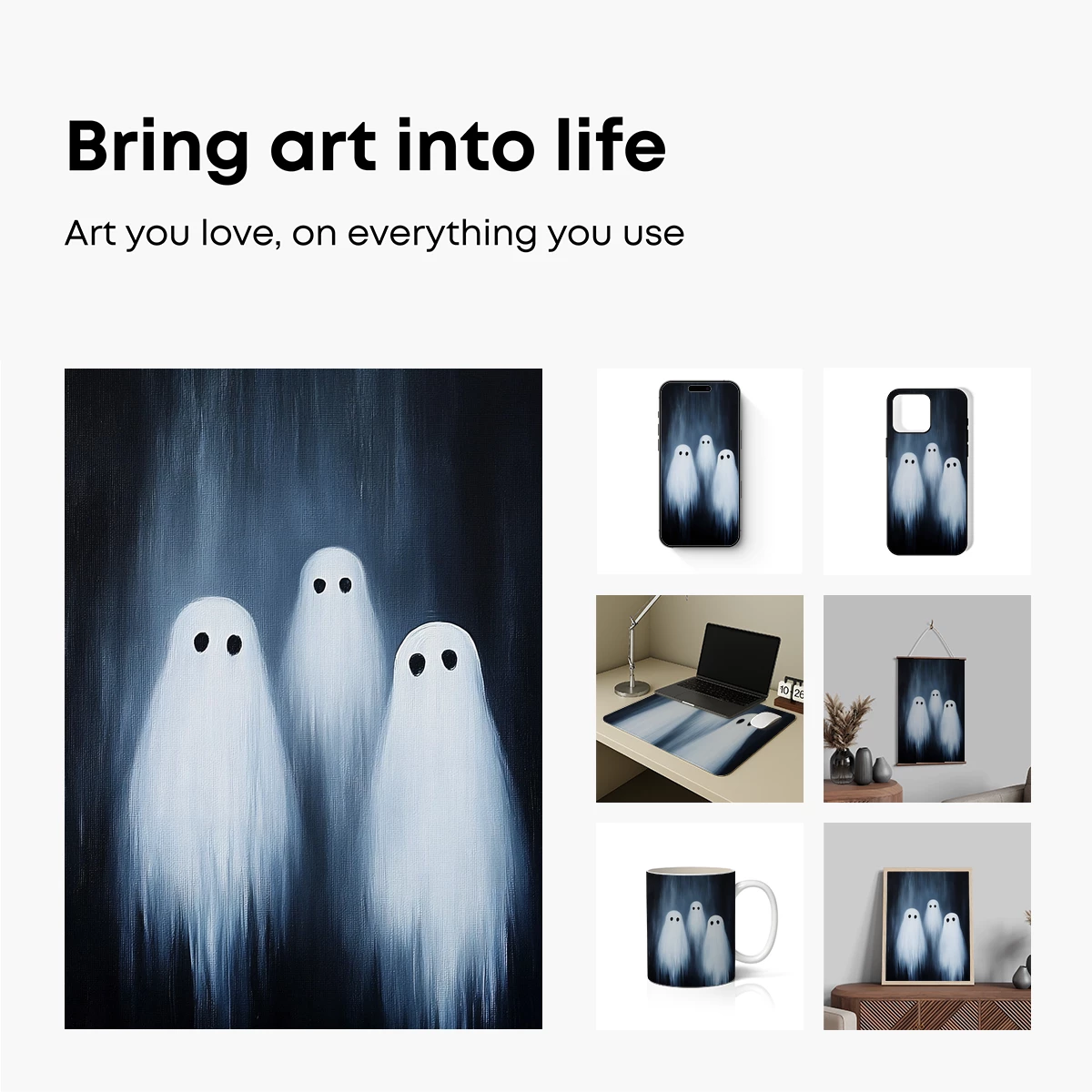 Ethereal Ghost Trio: Whimsical Shadows in the Night - Image 2