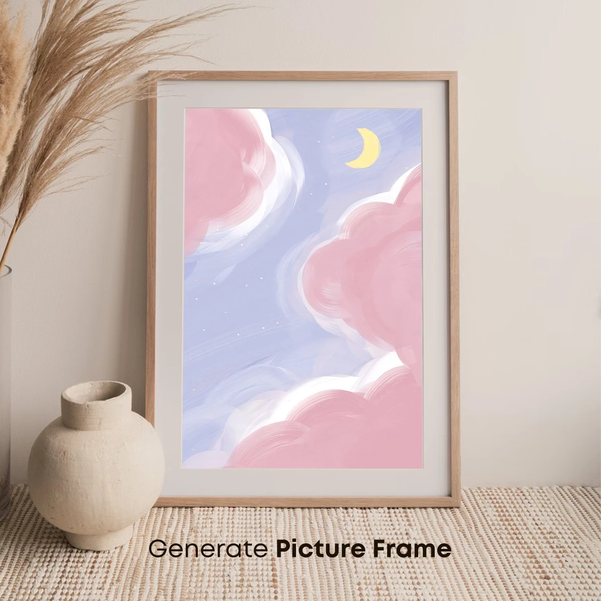 Dreamy Pink Clouds and Crescent Moon - Image 7