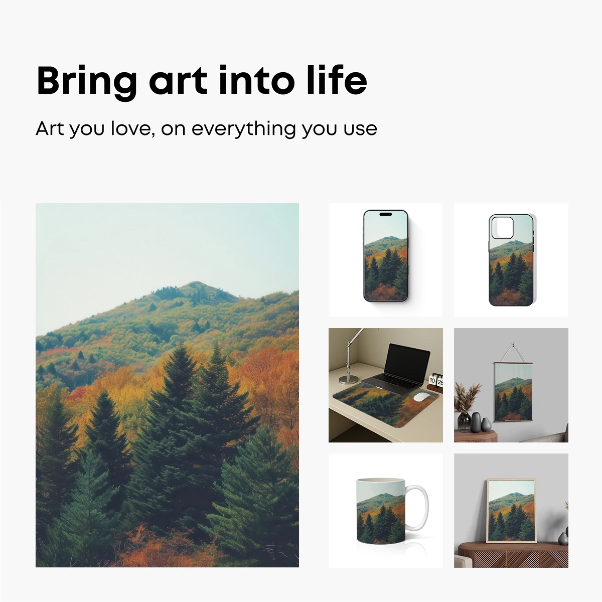 Autumn's Embrace: Pine Forest Meets Golden Hills - Image 2