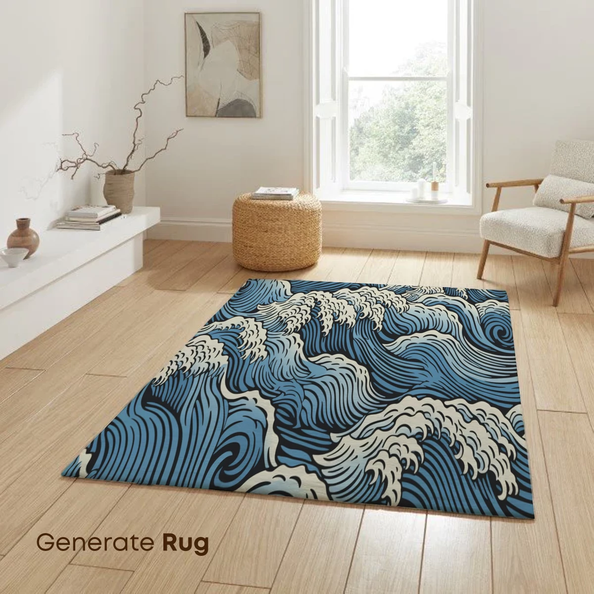 Hokusai-Inspired Ocean Waves: Dynamic Blue Swells - Image 6