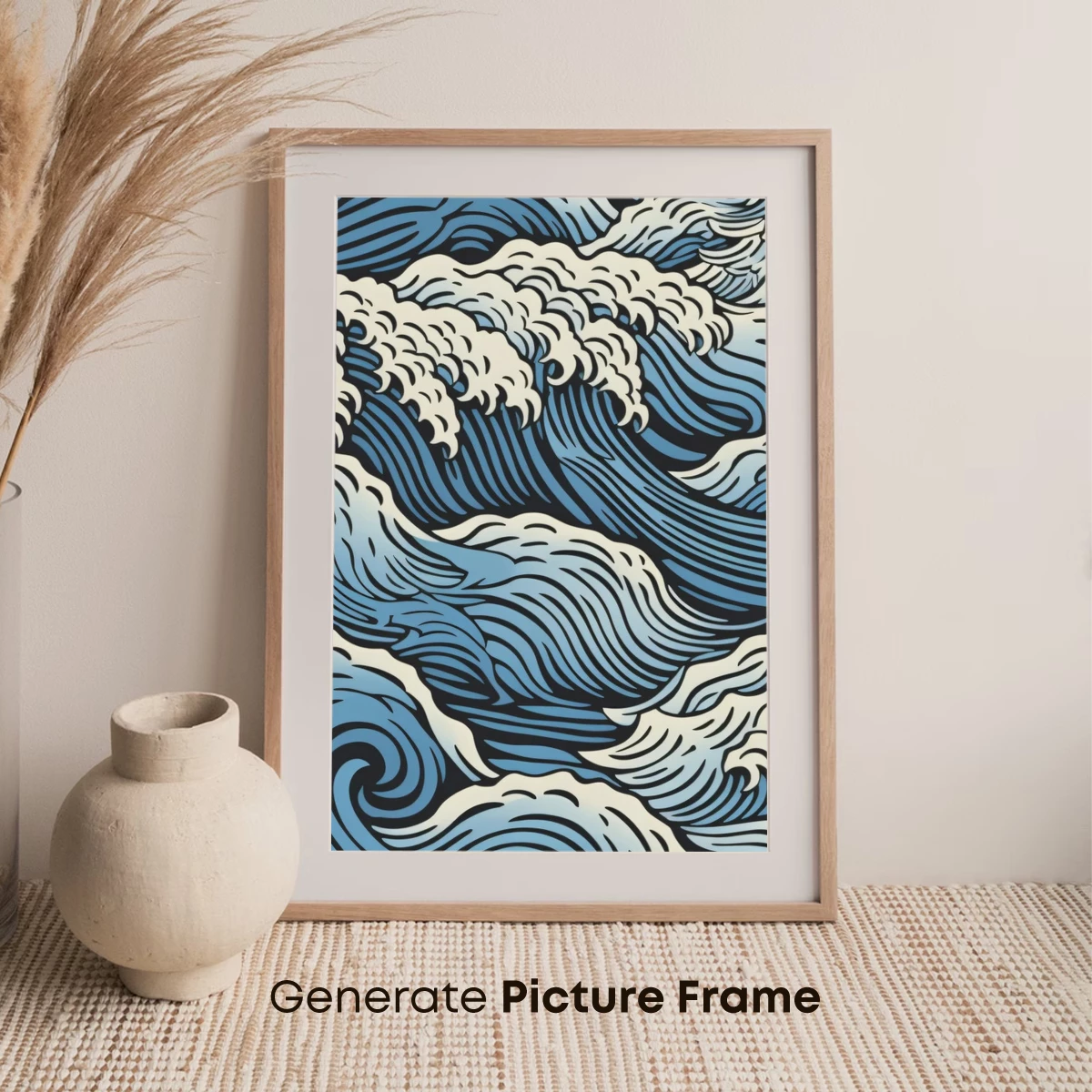 Hokusai-Inspired Ocean Waves: Dynamic Blue Swells - Image 7