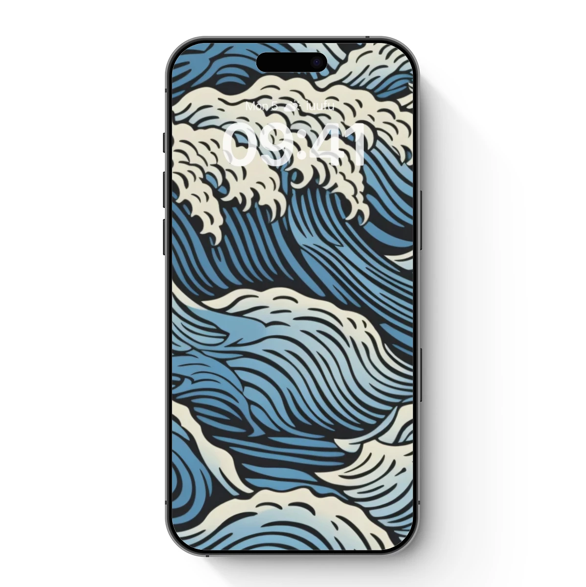 Hokusai-Inspired Ocean Waves: Dynamic Blue Swells