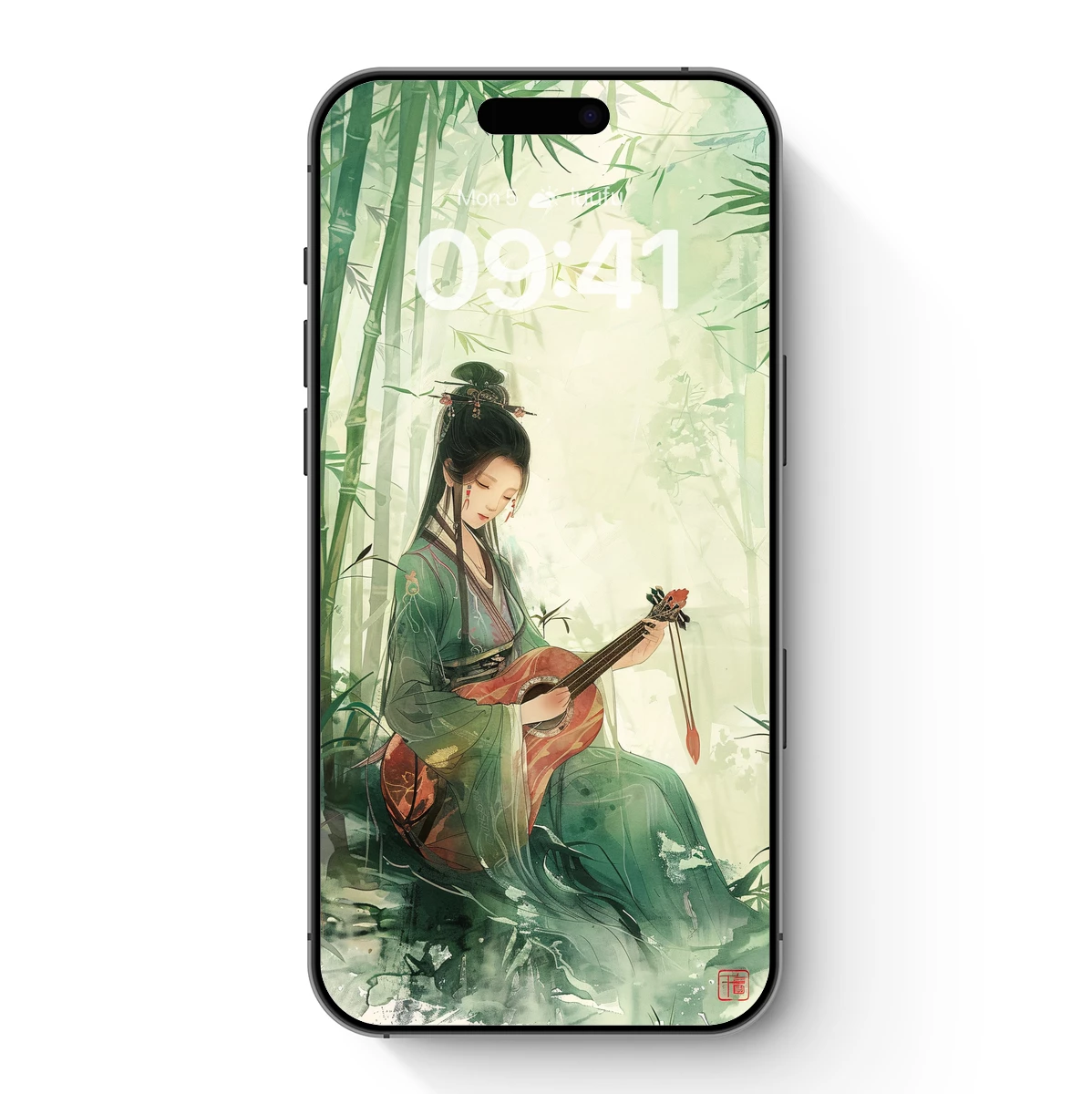 Elegant Pipa Player in Bamboo Grove