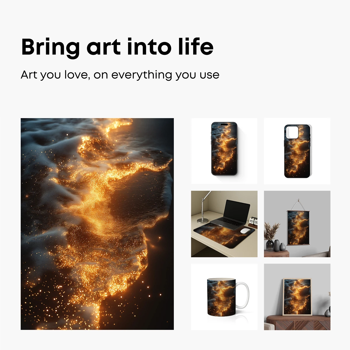 Golden Tide Sparkle: Ocean's Glittering Embrace - Image 2