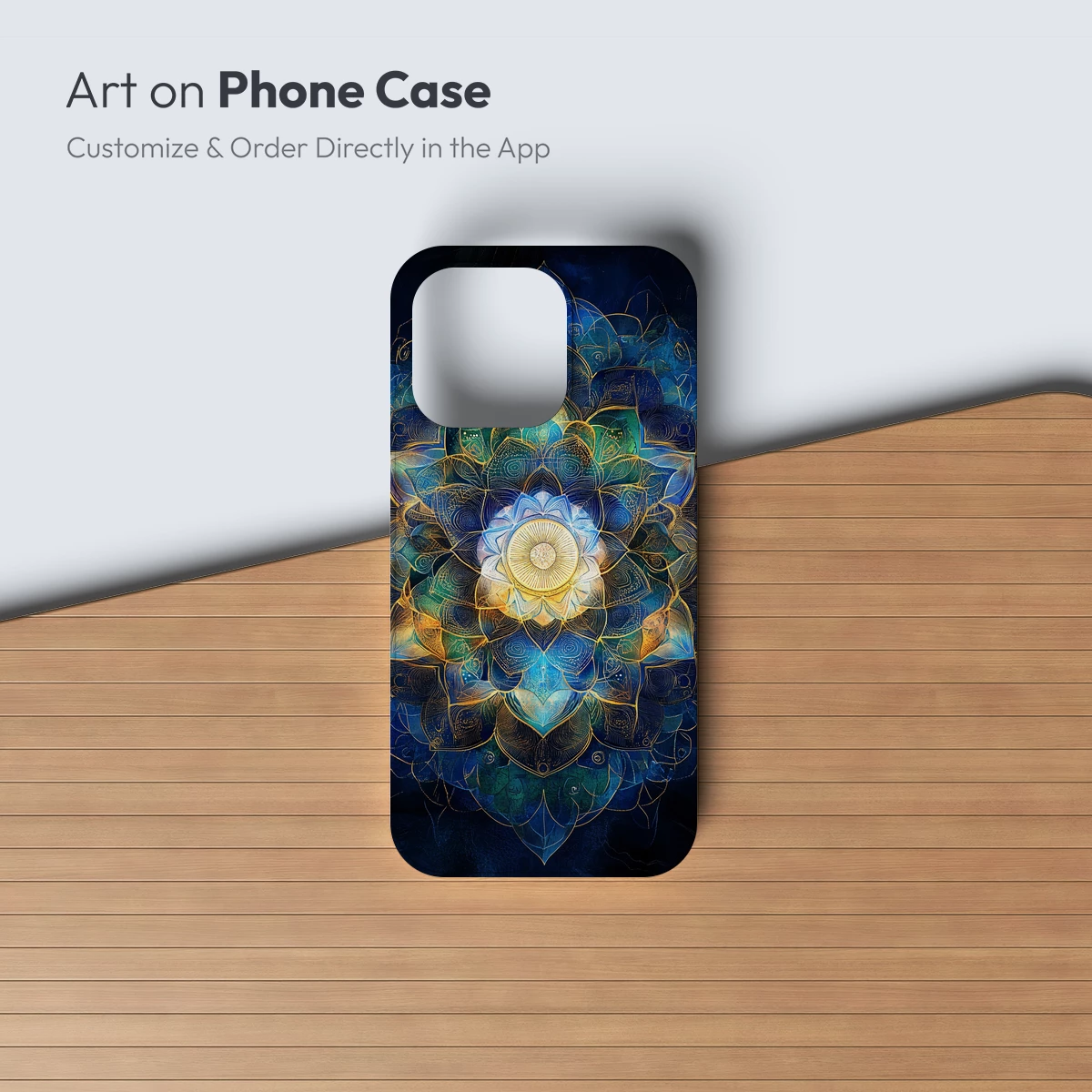 Radiant Lotus Mandala: Blue and Gold Harmony - Image 3