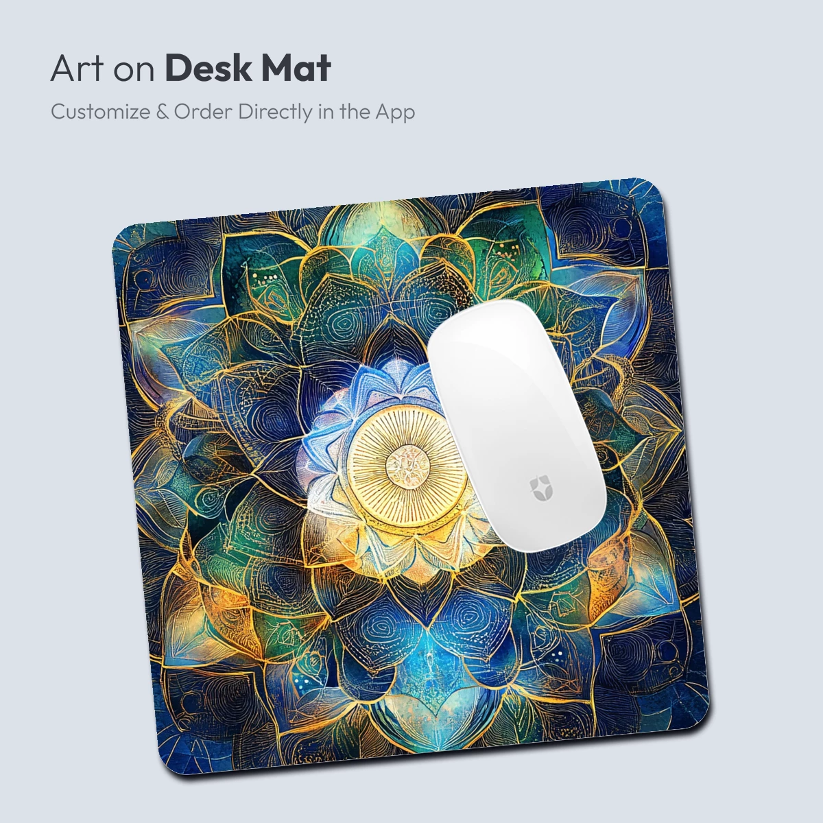 Radiant Lotus Mandala: Blue and Gold Harmony - Image 4