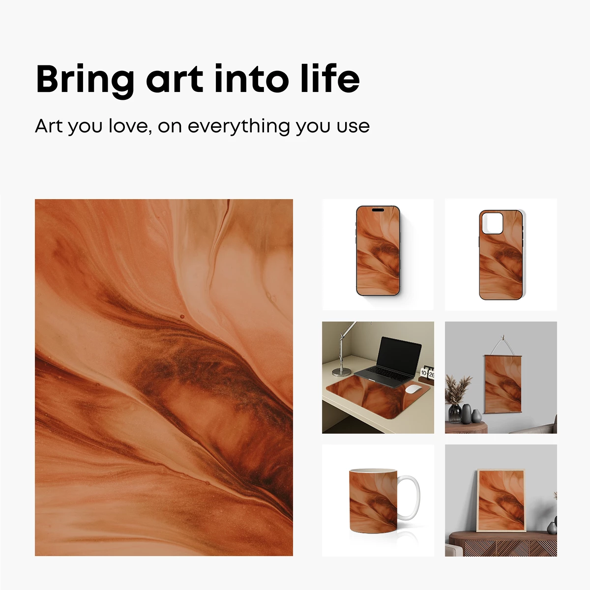 Copper Swirl Symphony: Abstract Fluid Art - Image 2