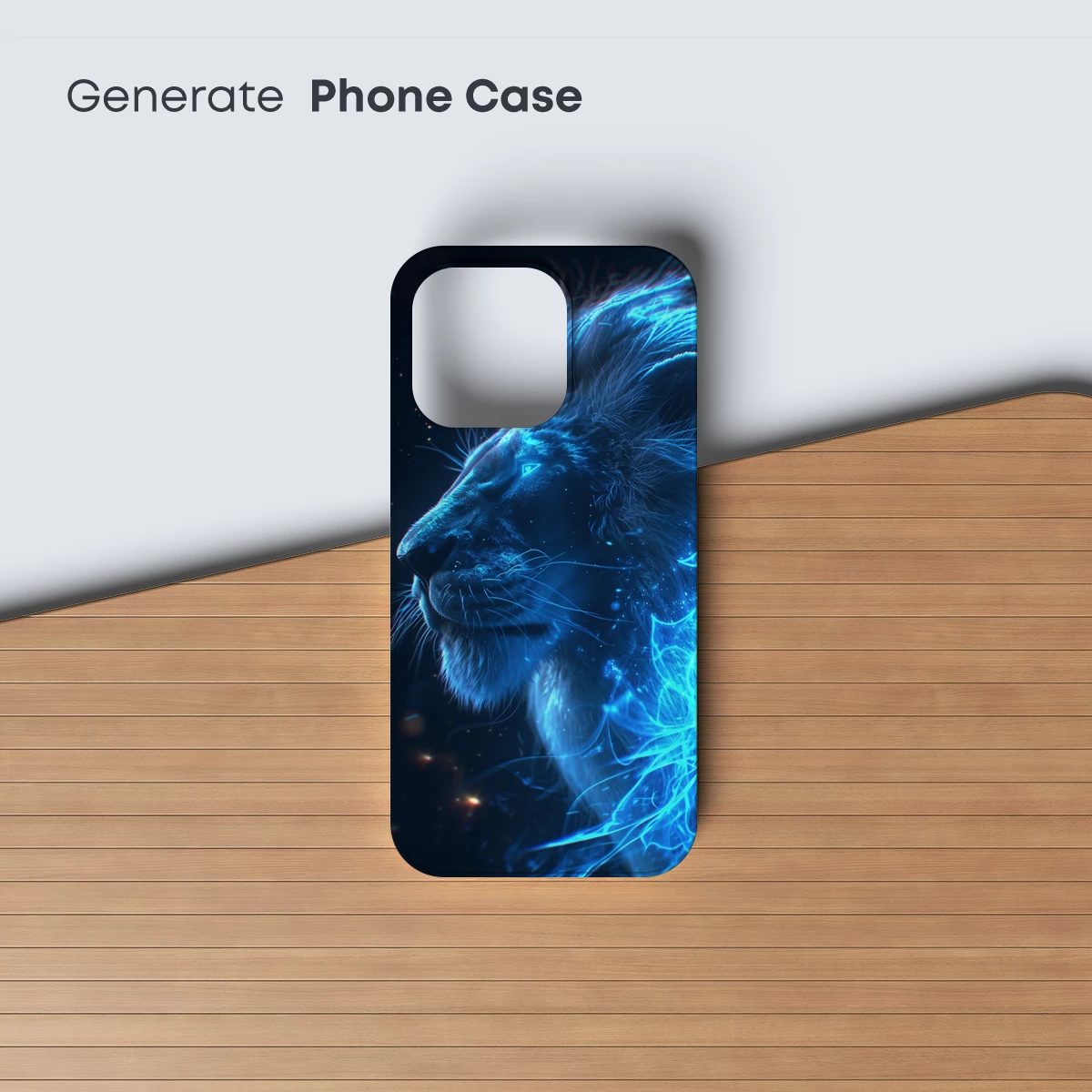 Ethereal Blue Lion: Mystical Glow Art - Image 3