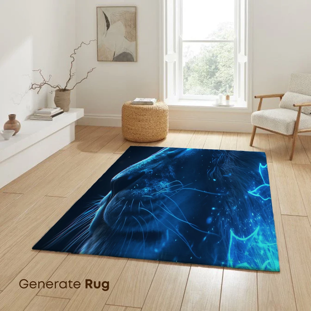 Ethereal Blue Lion: Mystical Glow Art - Image 6