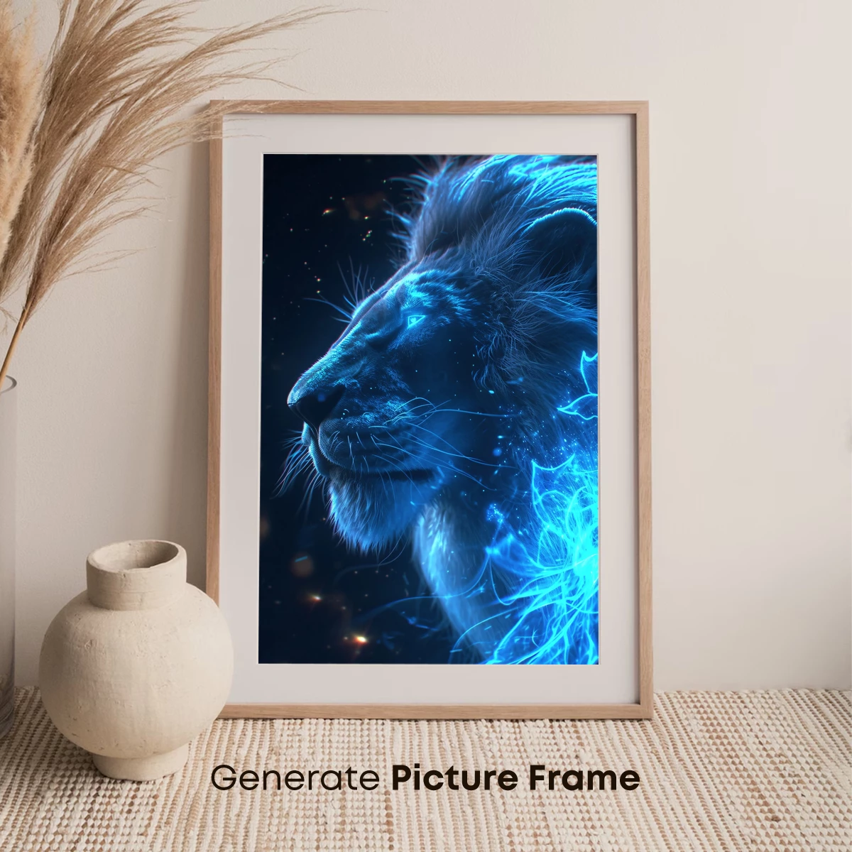 Ethereal Blue Lion: Mystical Glow Art - Image 7