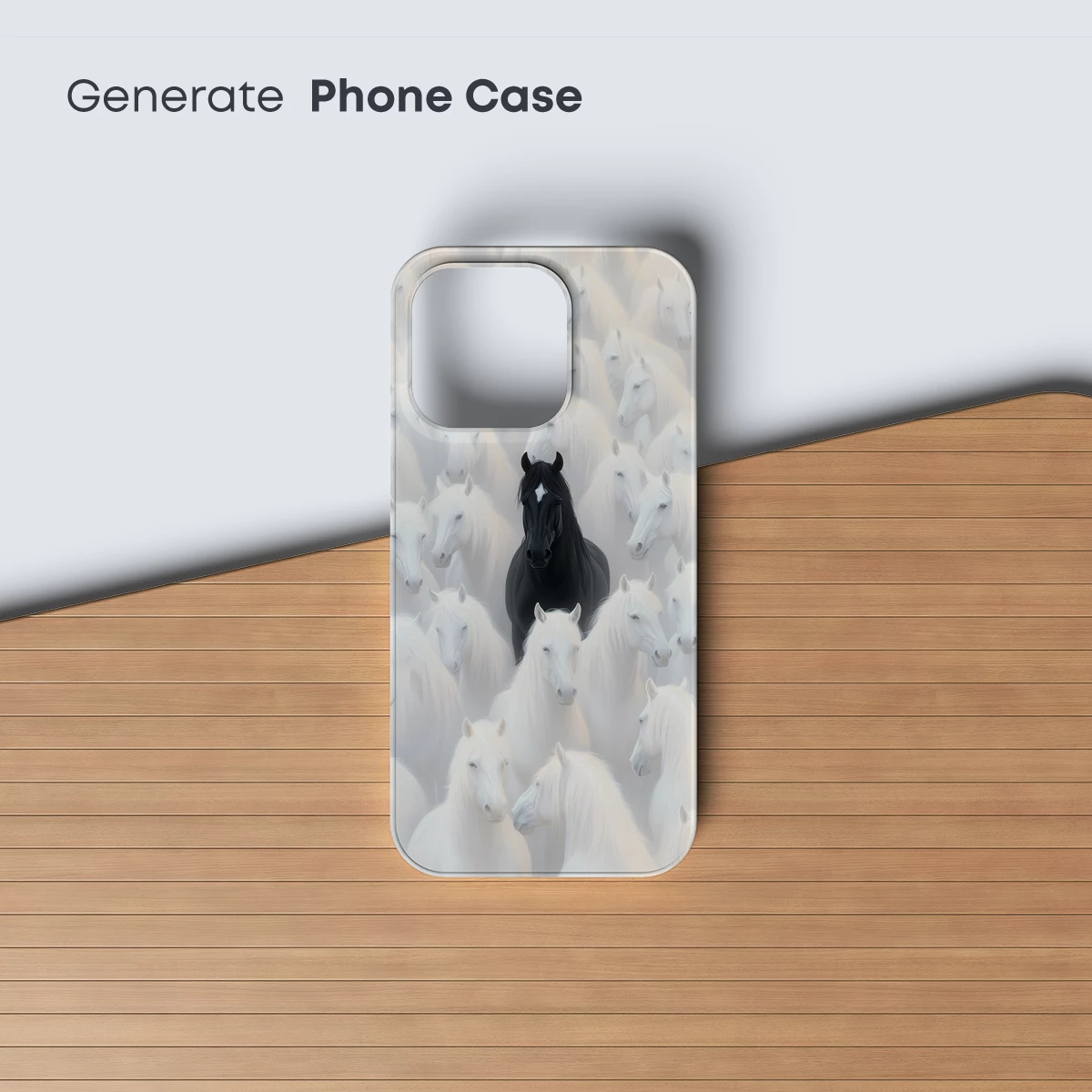 Black Stallion Amidst White Horses: A Study in Contrast - Image 3