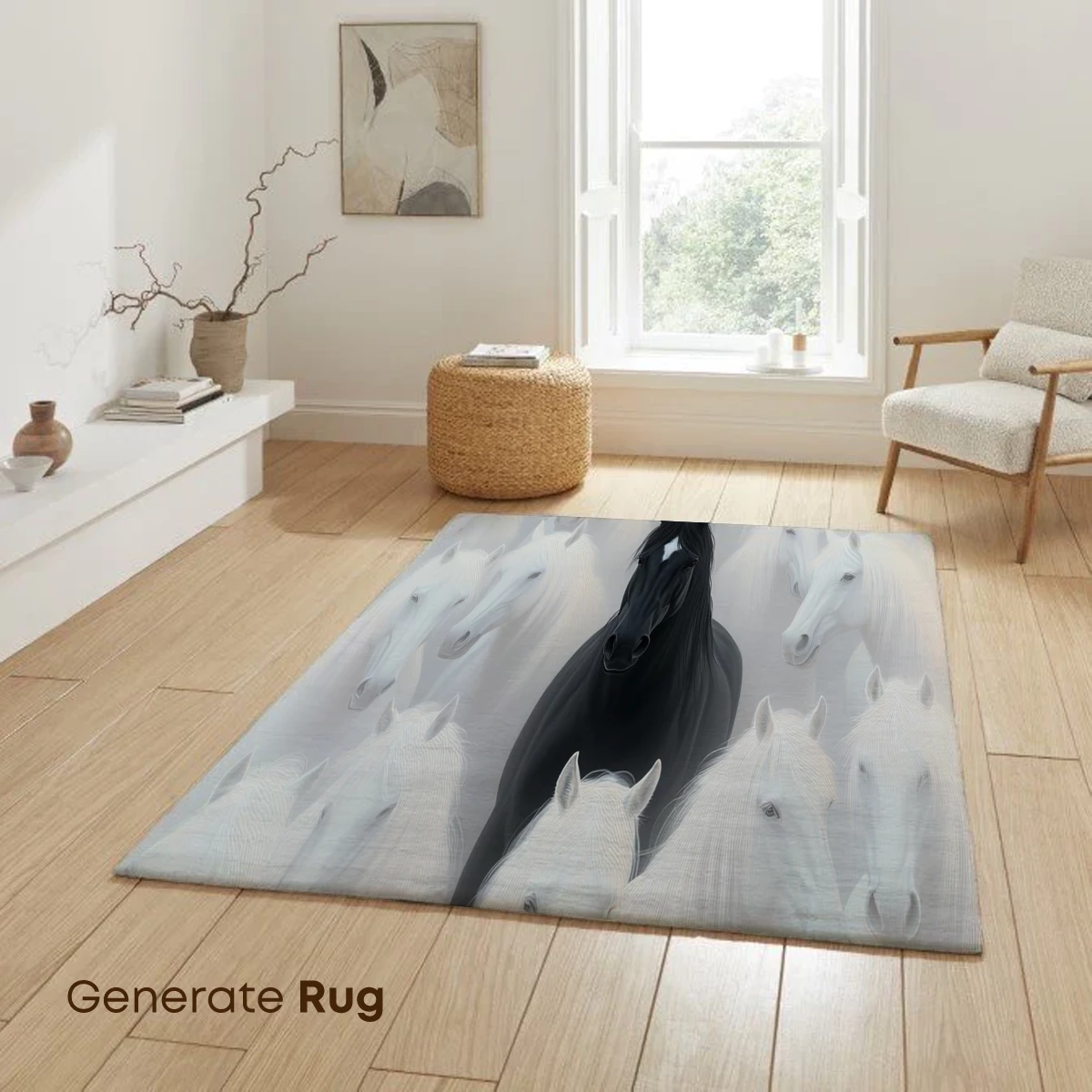 Black Stallion Amidst White Horses: A Study in Contrast - Image 6