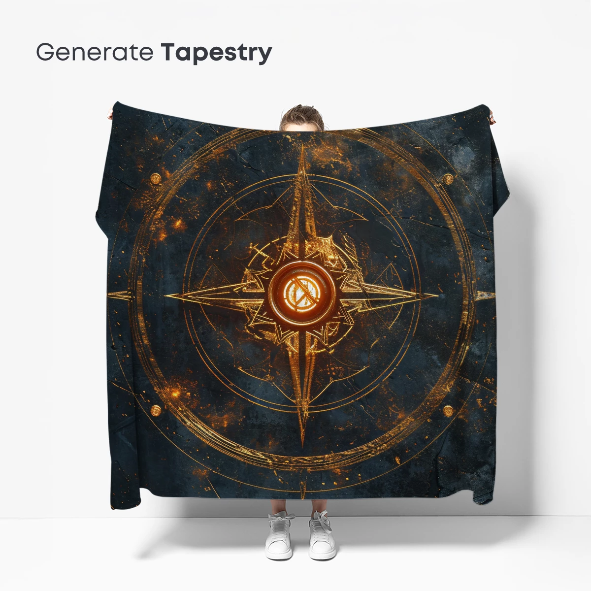 Eternal Compass: Golden Mystique on Dark Canvas - Image 5