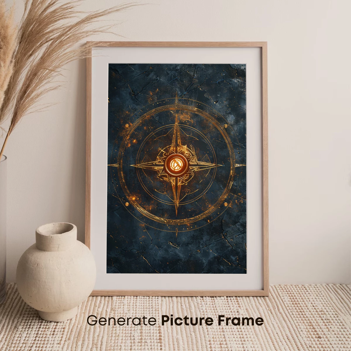 Eternal Compass: Golden Mystique on Dark Canvas - Image 7