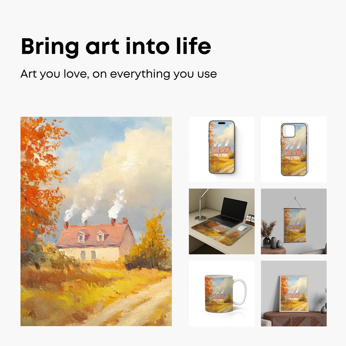 Autumnal Cottage Glow: Impressionist Harmony - Image 2