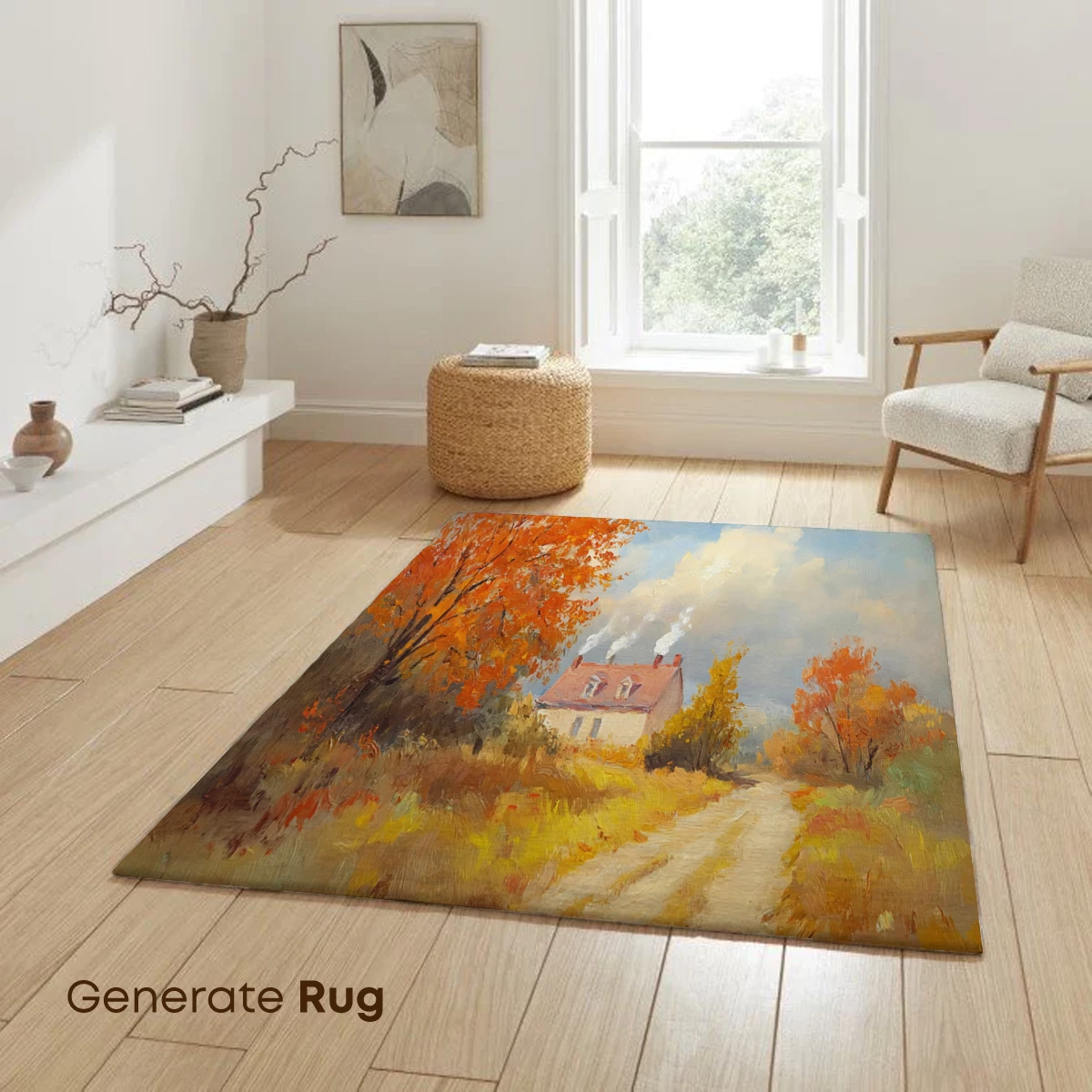 Autumnal Cottage Glow: Impressionist Harmony - Image 6
