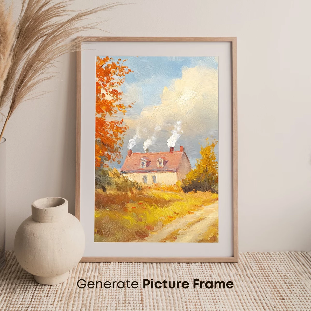Autumnal Cottage Glow: Impressionist Harmony - Image 7