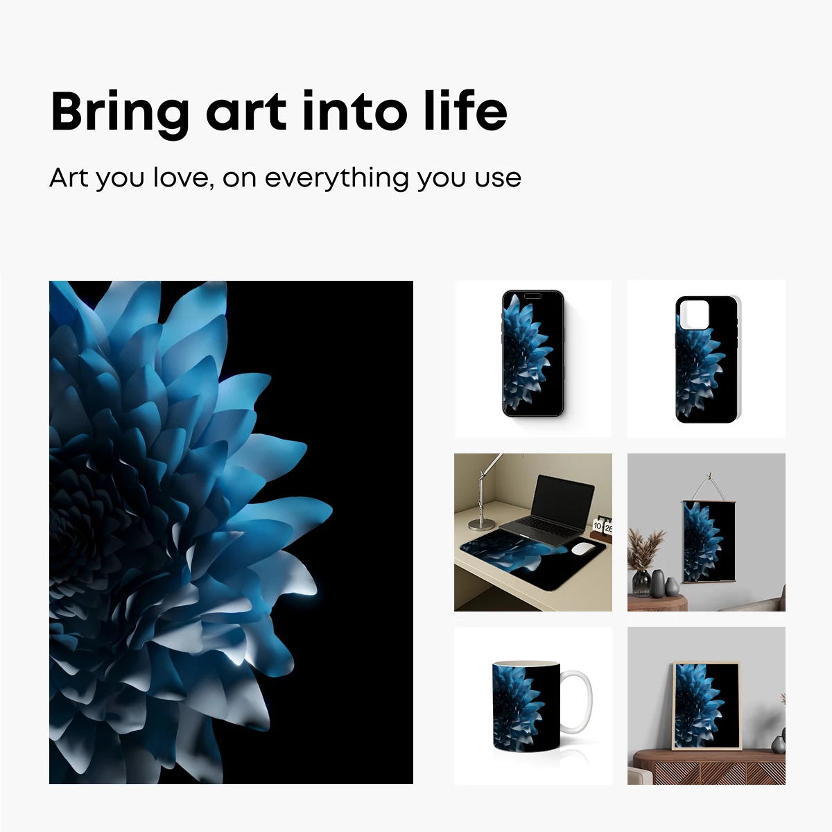 Ethereal Blue Bloom: Digital Floral Artistry