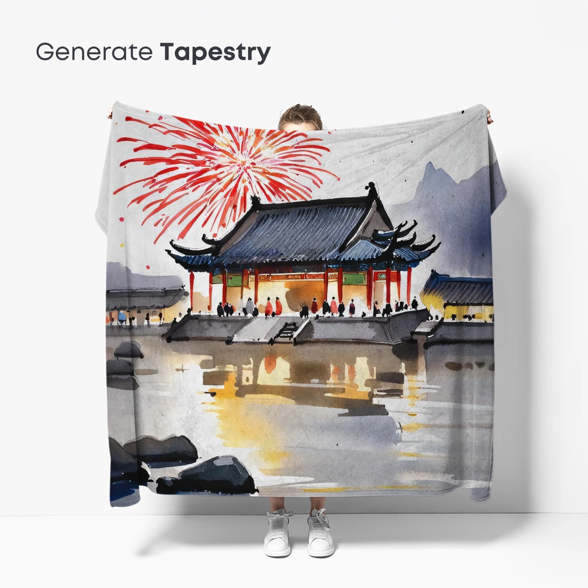 Eternal Lanterns: Festive Fireworks Over Ancient Pavilions - Image 5