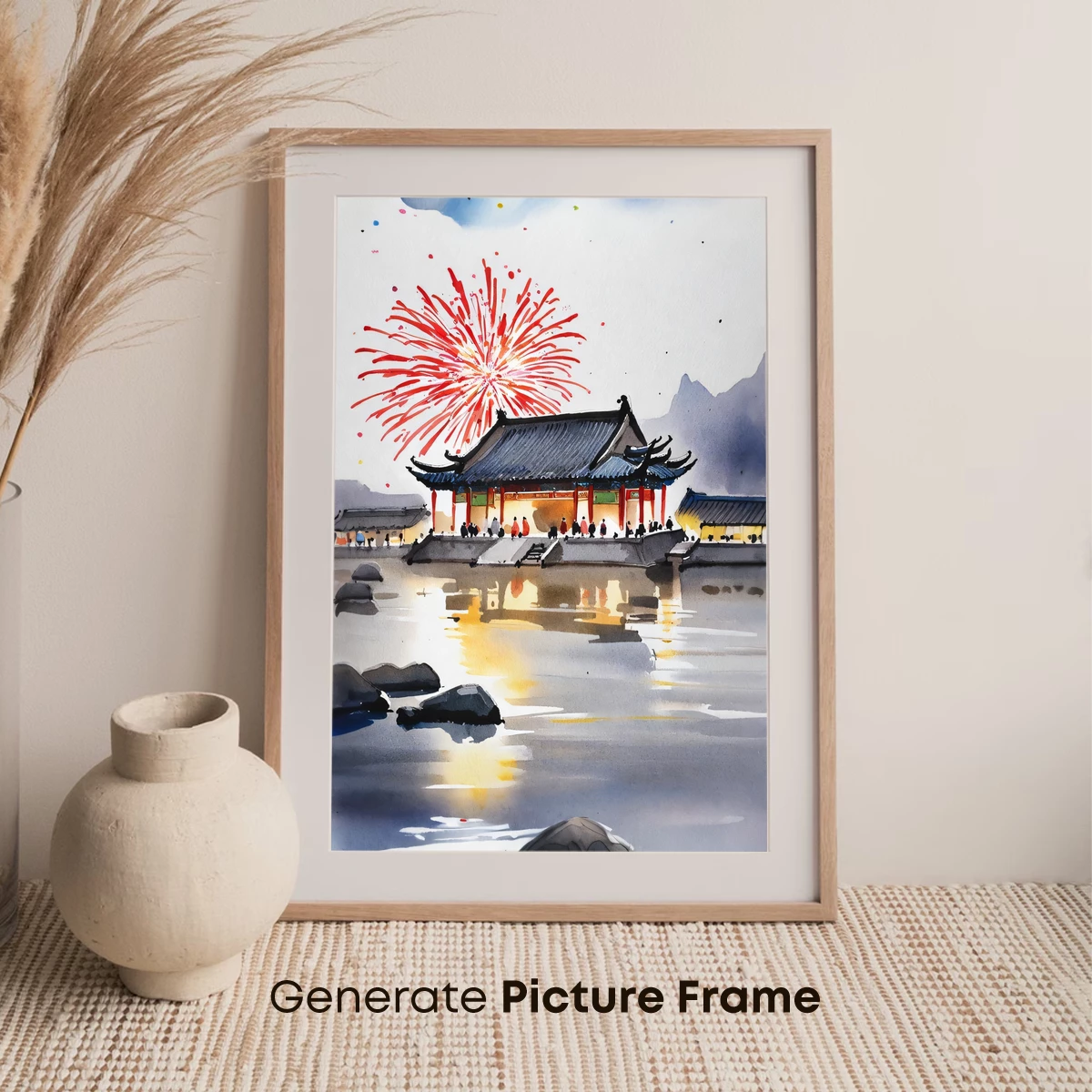 Eternal Lanterns: Festive Fireworks Over Ancient Pavilions - Image 7