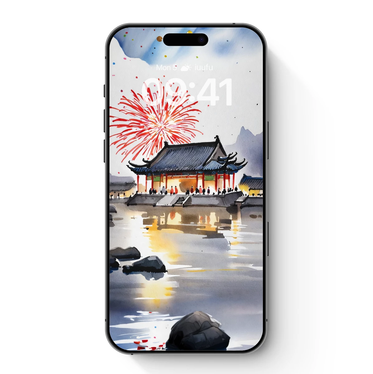 Eternal Lanterns: Festive Fireworks Over Ancient Pavilions