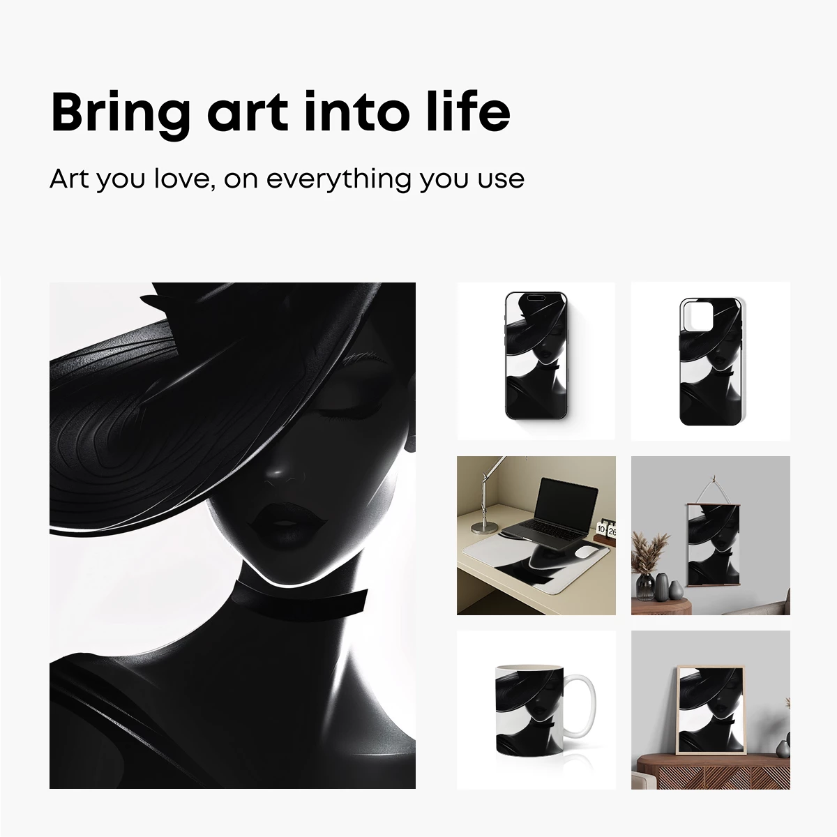 Elegant Noir: Shadowed Hat Silhouette - Image 2