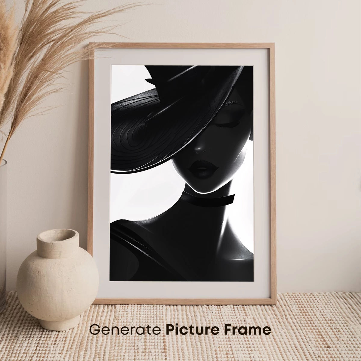 Elegant Noir: Shadowed Hat Silhouette - Image 7