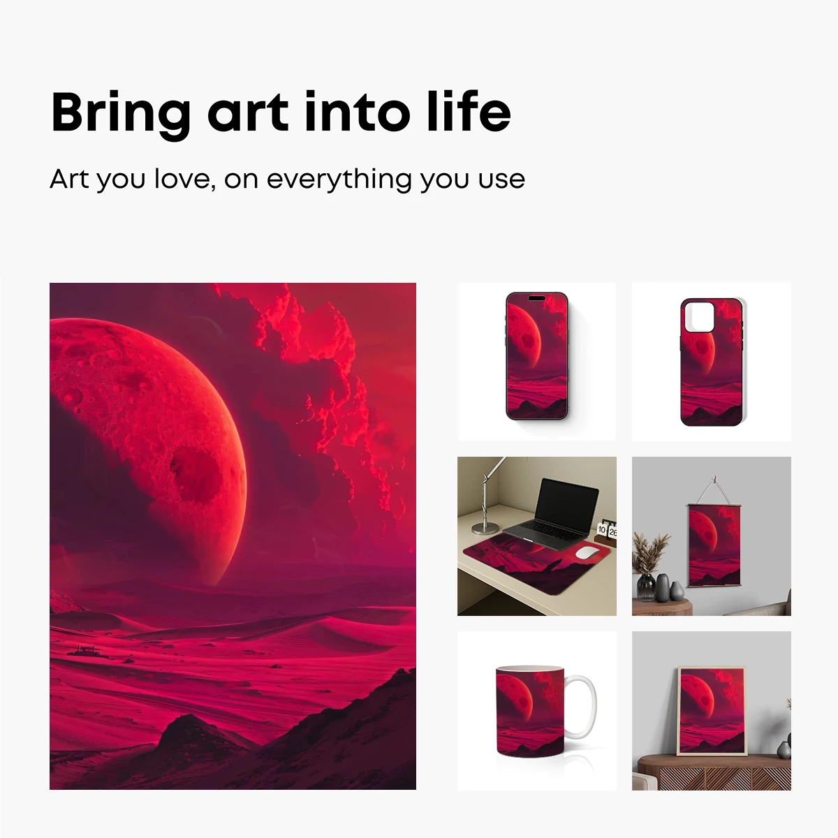 Crimson Desert Odyssey: A Lone Figure Under a Giant Red Moon - Image 2