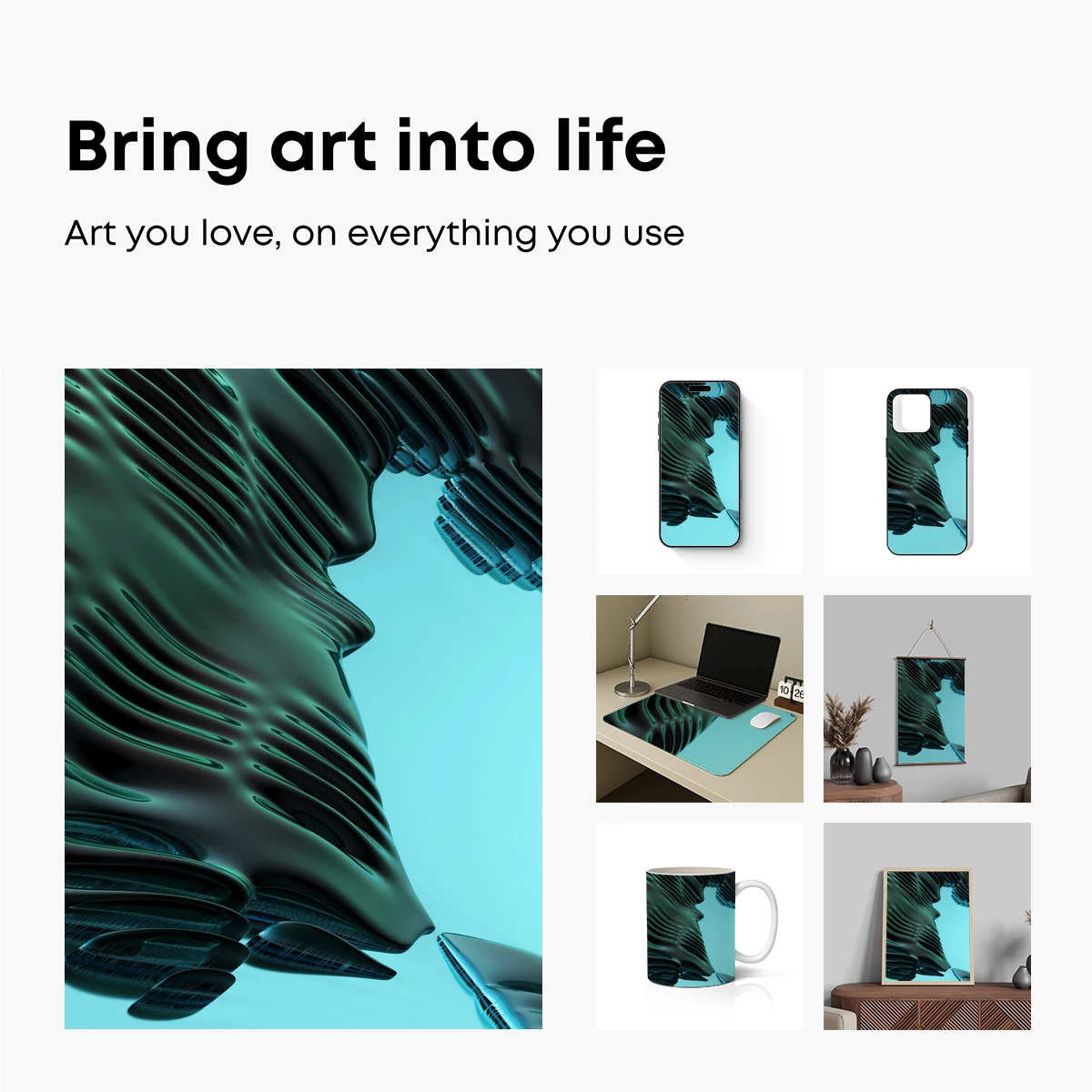 Fluid Sculpture in Teal: Abstract Waves of Form - Image 2