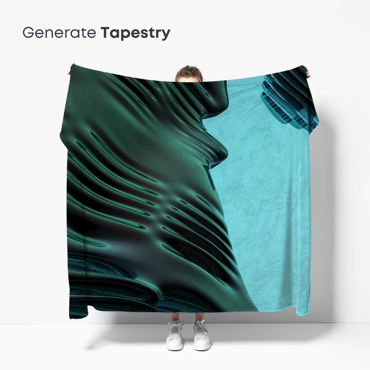 Fluid Sculpture in Teal: Abstract Waves of Form - Image 5