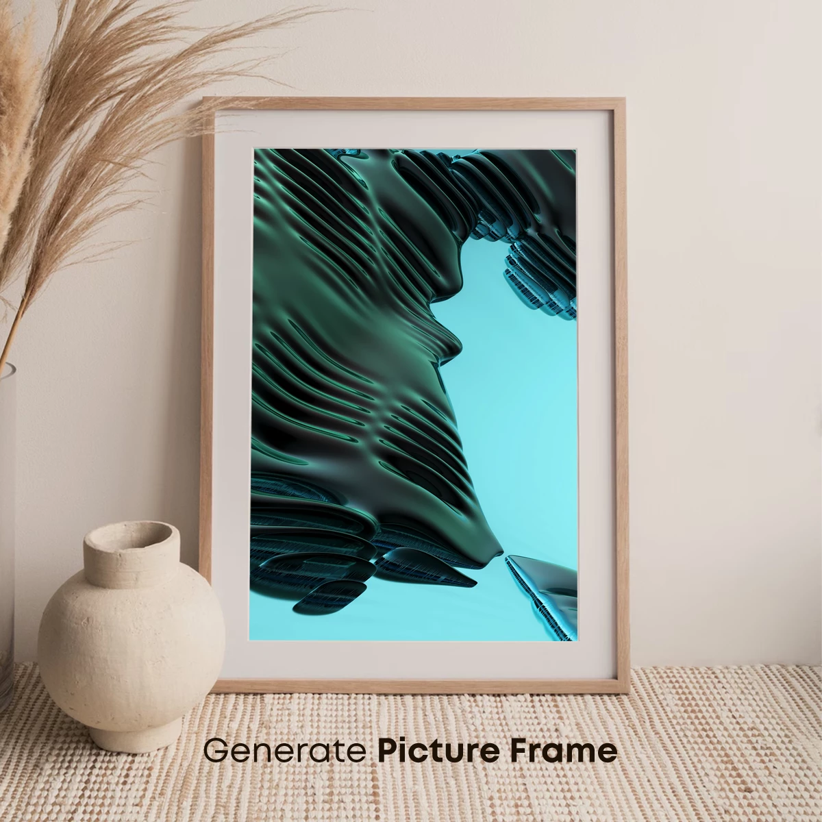 Fluid Sculpture in Teal: Abstract Waves of Form - Image 7