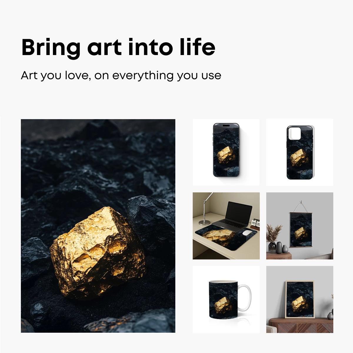 Golden Nugget Amidst Dark Rocks - Image 2