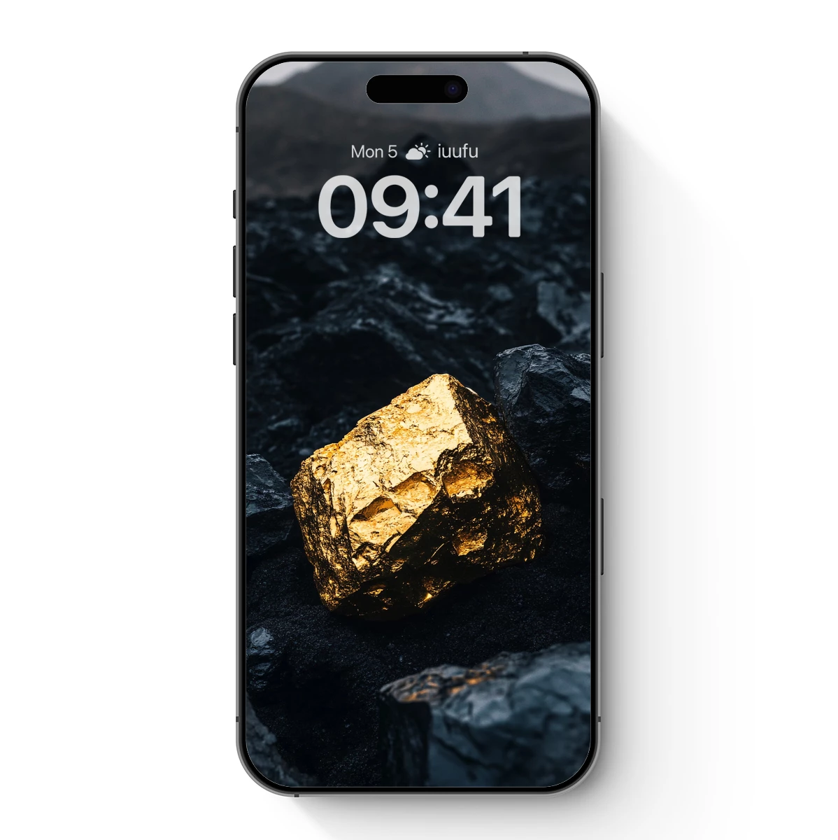 Golden Nugget Amidst Dark Rocks