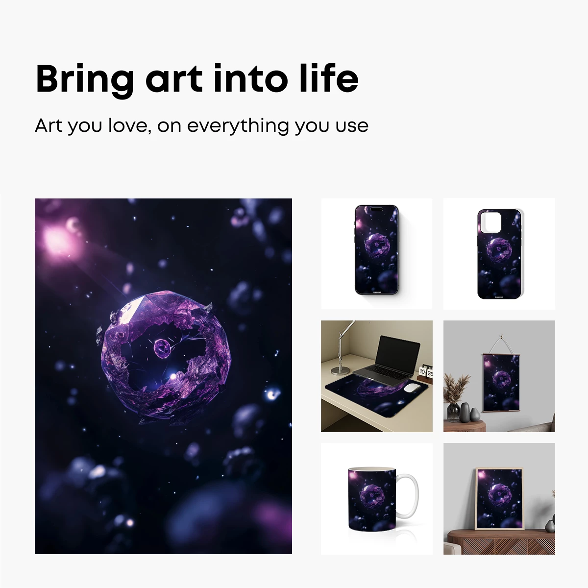 Cosmic Diamond: Shattered Purple Gem in Space - Image 2