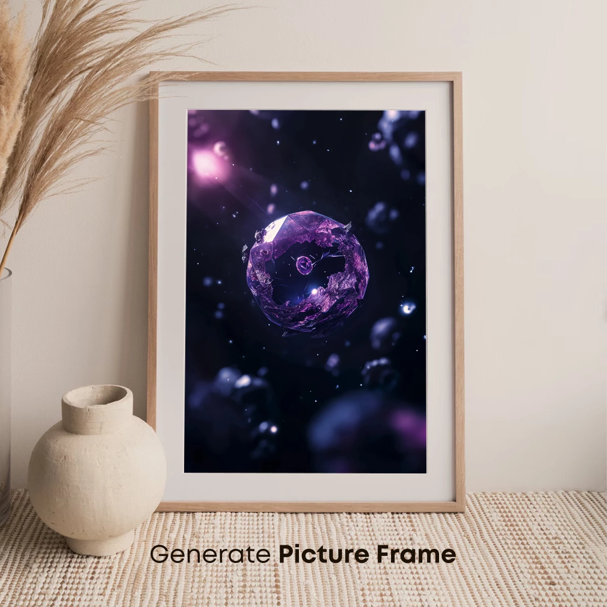Cosmic Diamond: Shattered Purple Gem in Space - Image 7