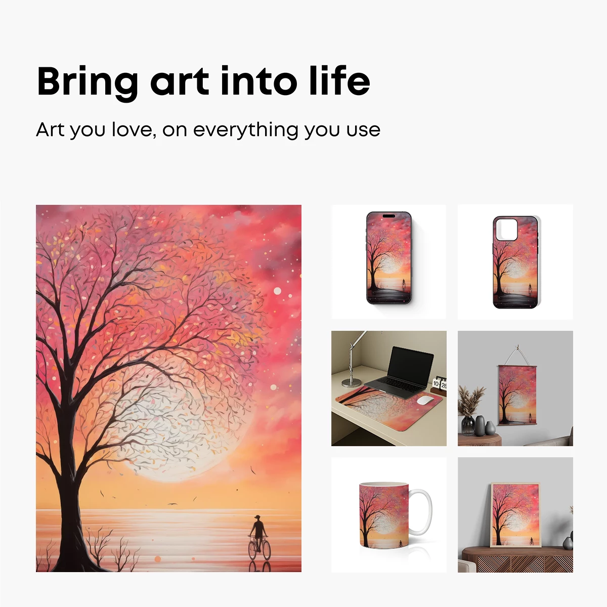 Eternal Sunset Cycle: Tree of Life and Solitary Cyclist - Image 2