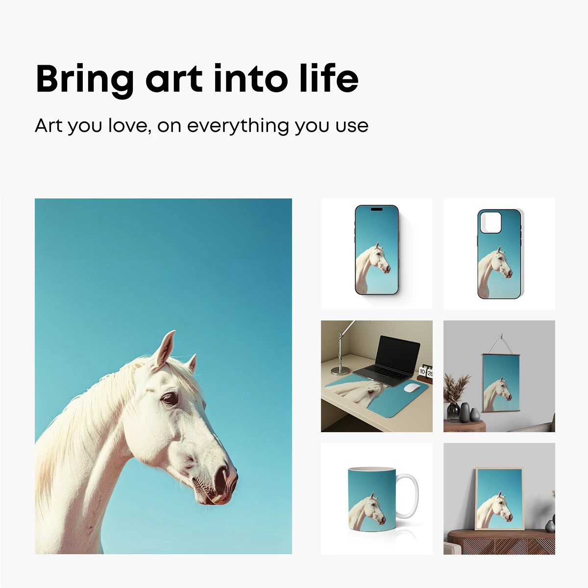 Elegant White Horse Against Azure Sky - Image 2