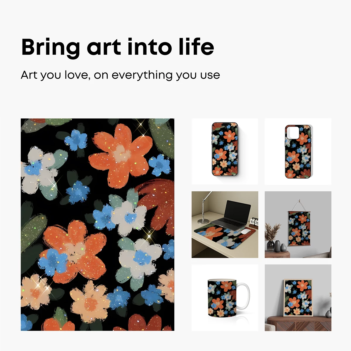 Glowing Floral Symphony in Midnight - Image 2