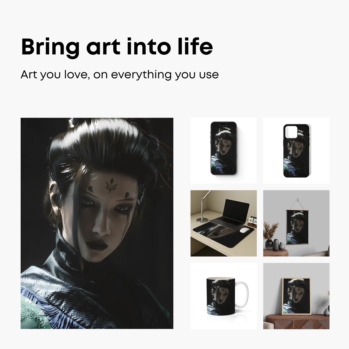 Ethereal Geisha: Shadowed Elegance in Noir - Image 2