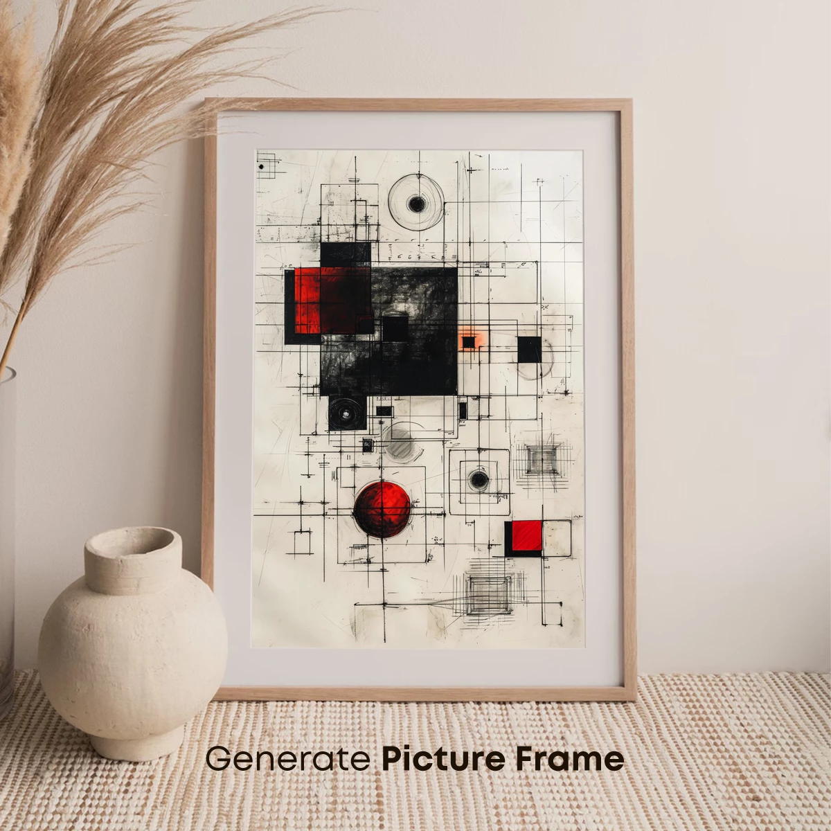 Geometric Odyssey: Red and Black Abstract Harmony - Image 7