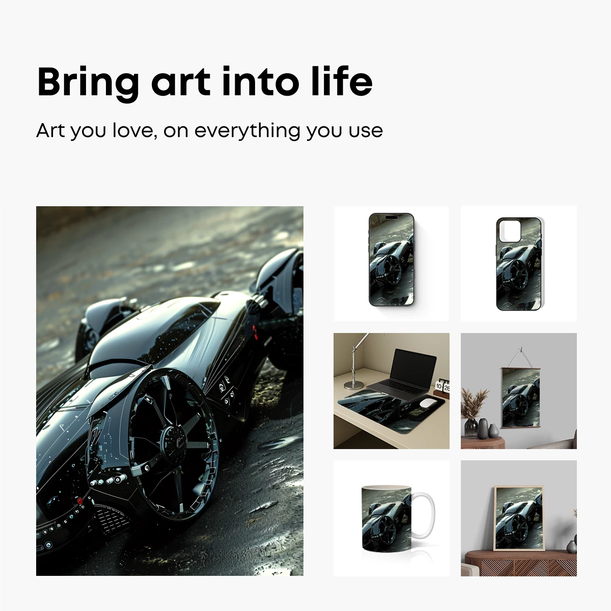 Futuristic Stealth Racer: Wet Asphalt Elegance - Image 2