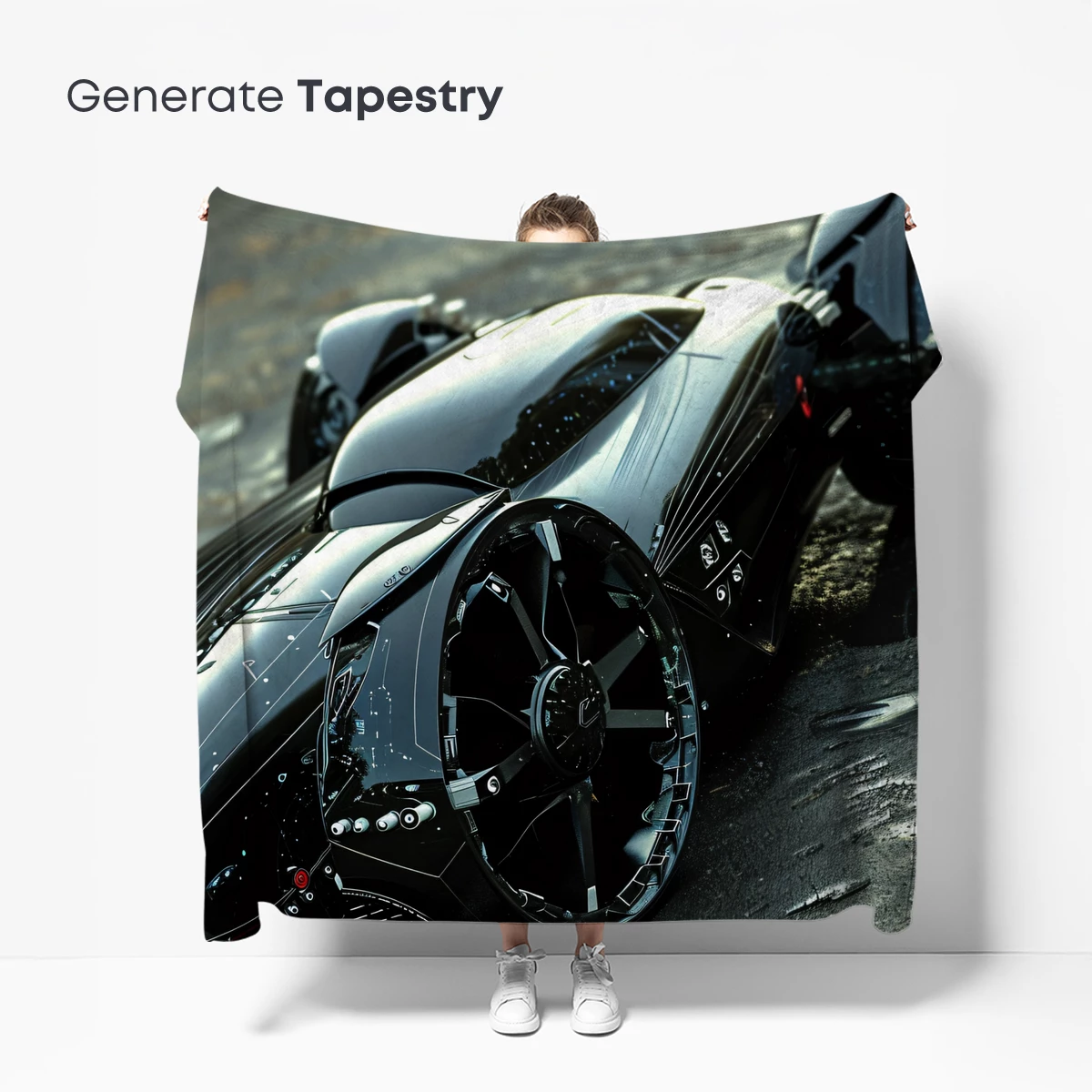 Futuristic Stealth Racer: Wet Asphalt Elegance - Image 5