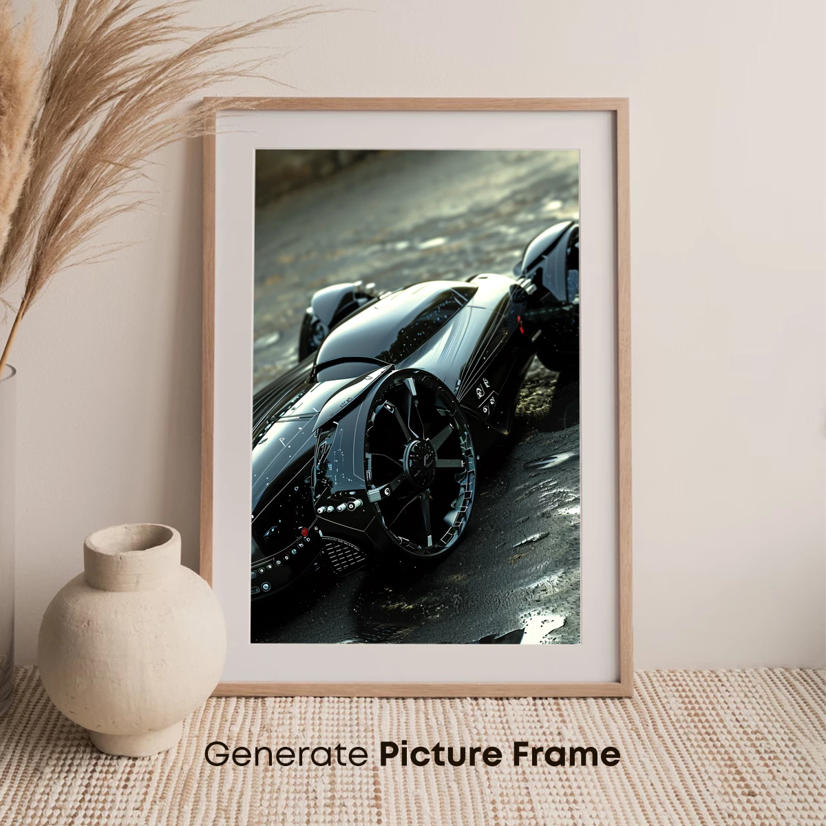 Futuristic Stealth Racer: Wet Asphalt Elegance - Image 7